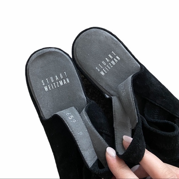Stuart Weitzman‎ Spando Black Suede Slingback Wedge Heels - Picture 8 of 14